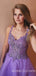 A-line Lilac Tulle Appliques Long Evening Prom Dresses, Cheap Custom Prom Dress, MR7843