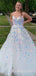 A-line White Tulle Round Sequin Long Strapless Evening Prom Dresses, Cheap Custom Prom Dress, MR7852