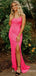 Red Sequin Spaghetti Straps Long Mermaid Evening Prom Dresses, Cheap Custom Prom Dresses, MR7856