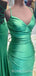 Mermaid Green Satin Spaghetti Straps Long Backless Evening Prom Dresses, Cheap Custom Prom Dress, MR7868