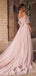Off ShoulderTulle A-line Half Sleeves Appliques Lace Long Evening Prom Dresses, MR7898