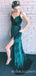 Dark Green Velvet Mermaid Long Evening Prom Dresses, Cheap Custom Prom Dress, MR7904