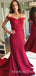 Off Shoulder Mermaid Long Burgundy Evening Prom Dresses, Cheap Custom Prom Dress, MR7905