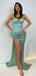 Burgundy Sequin Mermaid Long Straps Sheath Evening Prom Dresses, Cheap Custom Prom Dresses, MR7922