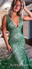 Royal Blue Sequin Deep V-neck Mermaid Long Evening Prom Dresses, Cheap Custom Prom Dresses, MR7939