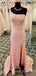 Pink Sequin One Shoulder Long Mermaid Evening Prom Dresses, Cheap Custom Prom Dresses, MR7981