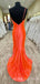 One Shoulder Green Satin Mermaid Long Evening Prom Dresses, Cheap Custom Prom Dresses, MR8003