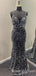 Black Sequin Sparkly Mermaid Spaghetti Straps Long Evening Prom Dresses, MR8028
