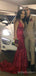 Mermaid Red Sequin Long Sparkly Evening Prom Dresses, Deep V Neck Custom Prom Dress, MR8185