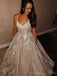 Spaghetti Straps A-line Sparkly Long Evening Prom Dresses, Custom Prom Dress, MR8204