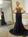 Black Tulle Appliques Mermaid Long Evening Prom Dresses, Spaghetti Straps Custom Prom Dress, MR8220