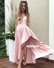 Sexy Pink V-neck Side Split Long Bridesmaid Dresses  BMD042