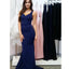 Elegant Navy Blue Mermaid Long Cheap Bridesmaid Dresses, BG51248