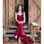 Sweetheart Mermaid Burgundy Cheap Long Lace Bridesmaid Dresses, BG51268