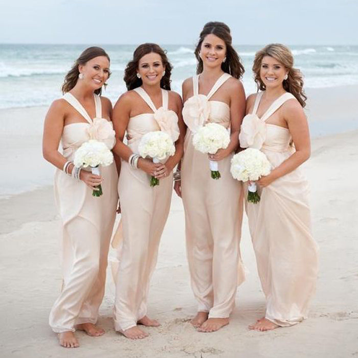 Chiffon Formal Simple Cheap Long Bridesmaid Dresses for Beach Wedding, BD005 - Bubble Gown