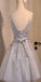 Pretty V-neck Flower Prints Tulle Short Homecoming Dresses HDY007