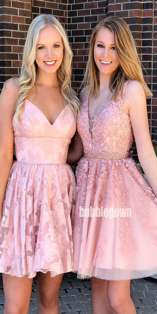 Pretty Lace School Graduation Pink Short Homecoming Dresses DSA131