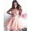 Pretty Lace Long Sleeves Lovely Pink Short Homecoming Dresses, BH112
