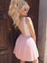 Lovely Pink V Neck Seen Through Back Short Homecoming Dresses, BH122