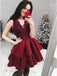Burgundy Lace V Neck Lovely Inexpensive Short Homecoming Dresses, BH109 - Bubble Gown