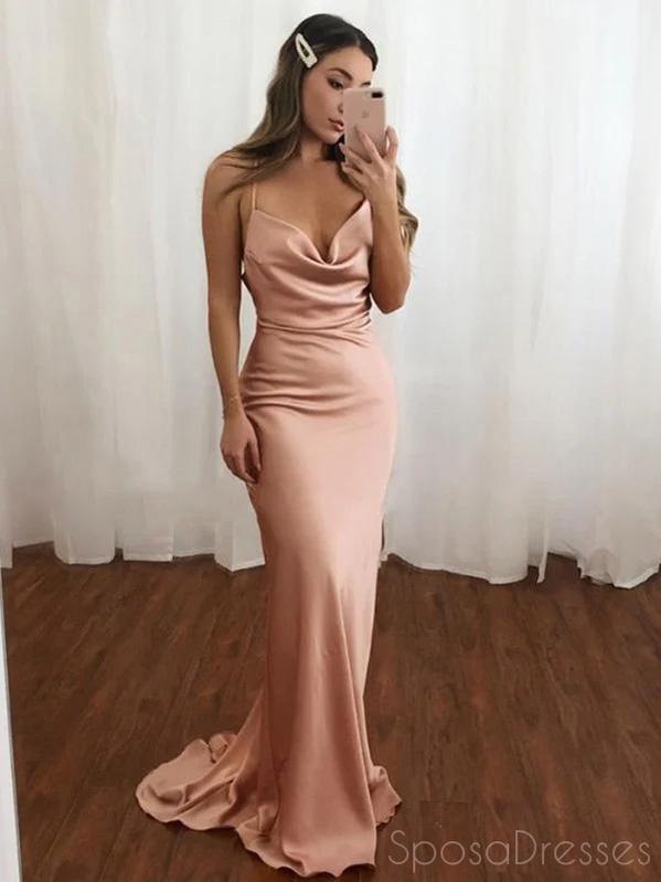 Mermaid Spaghetti Straps Sexy Backless Long Prom Dresses UG001