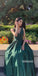 Simple Emerald V-neck Long Prom Dresses FP1177