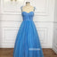 Elegant Blue Spaghetti Strap Tulle Prom Dress  FP1196