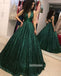 Sexy Dazzling Green V-neck Long Prom Dress  FP1201