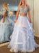 Two Pieces Sabrina Sequins Tulle Prom Dresses FP1212