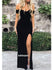 Sexy Black Off Shoulder Side Split Long Prom Dresses FP1208