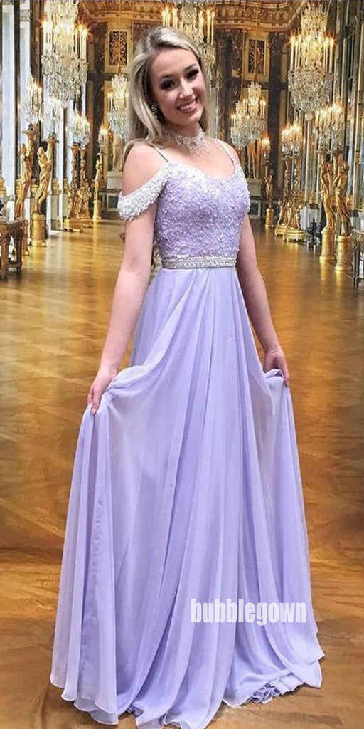 Elegant Purple Spaghetti Straps Prom Dresses FP1219