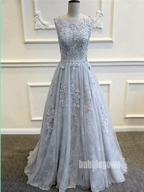 Elegant Lace Top Applique Sleeveless Long Prom Dresses FP1226