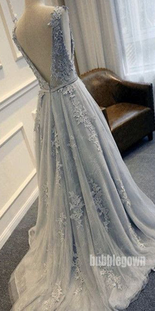 Elegant Lace Top Applique Sleeveless Long Prom Dresses FP1226