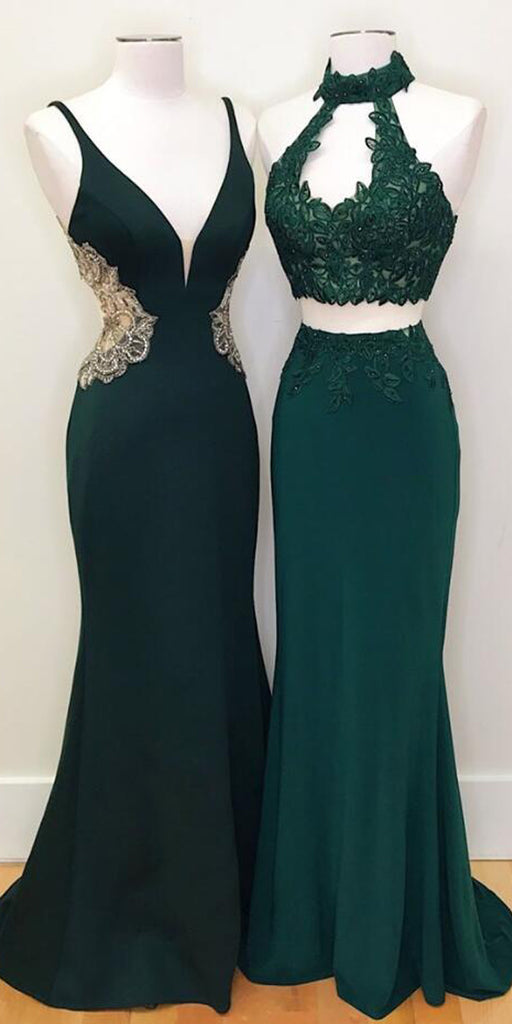 Teal Green Mermaid Evening Party Long Prom Dresses, WP006
