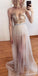 Long Sleeves Seen Through Tulle A Line Long Prom Dresses, WP011