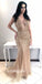 Deep V Neck Sexy Mermaid Backless Heavy Beaded Long Evening Prom Dress, BGP050