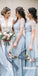 Short Sleeves Blue Elegant Long Bridesmaid Dresses, WP0025