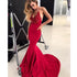 Red Mermaid Lace Sexy Open Back Long Prom Dresses, WP022