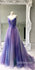 Gradient Spaghetti Strap Formal A Line Long Prom Dresses, WP027