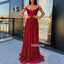 Off the Shoulder Sweetheart A-line Long Bridesmaid Prom Dresses FP1140