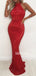 Sparkle Red Mermaid Halter Long Prom Dresses FP1134