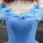 Popular Off the Shoulder Blue Lace Up Back Long Prom Dress Ball Gown BGP080