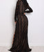 Sexy Black Lace Long Sleeves V Neck Splits Long Evening Prom Dresses, WP020
