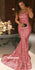 Straight Neckline Mermaid Sequin Sparkle Cheap Long Prom Dresses, BGP211