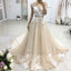 Cap Sleeves Tulle Applique Charming Cheap Long Evening Prom Dresses, BGP041 - Bubble Gown