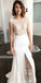 Cap Sleeves Unique Lace Formal Sexy Split Long Wedding Prom Dresses, BGP038