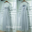 Half Sleeves Formal Tulle Applique Popular Long Prom Dresses, BGP015