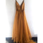 Spaghetti Strap A Line V Neck Formal Cheap Long Prom Dresses, WP002