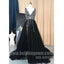 Black V Neck Popular Beaded V Back Cheap Long Prom Dress, BGP076