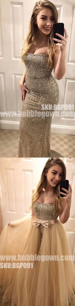 Two Piece Mermaid Sparkly Sexy Inexpensive Long Prom Dresses, BGP091